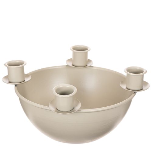 Portavelas con 4 soportes, corona de Adviento moderna, beige, 15 cm