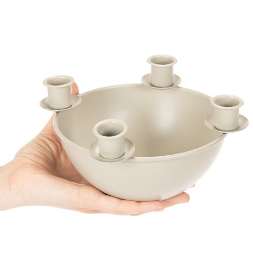Portavelas con 4 soportes, corona de Adviento moderna, beige, 15 cm | Floristik24.es