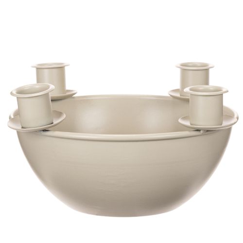 Portavelas con 4 soportes, corona de Adviento moderna, beige, 15 cm | Floristik24.es