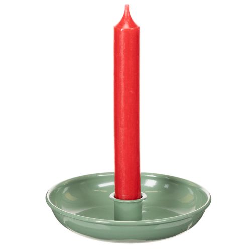 Candelabro decorativo de metal verde para velas cónicas, 13 cm. | Floristik24.es