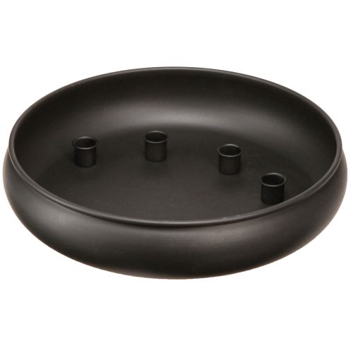 Floristik24 Cuenco con portavelas magnético negro Ø33cm H7,5cm
