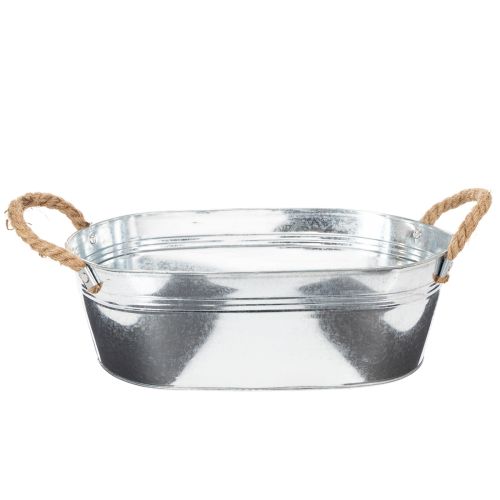 Bol ovalado de 35 cm x 21,5 cm x 11,5 cm, acabado en zinc brillante. comprar | Floristik24.es