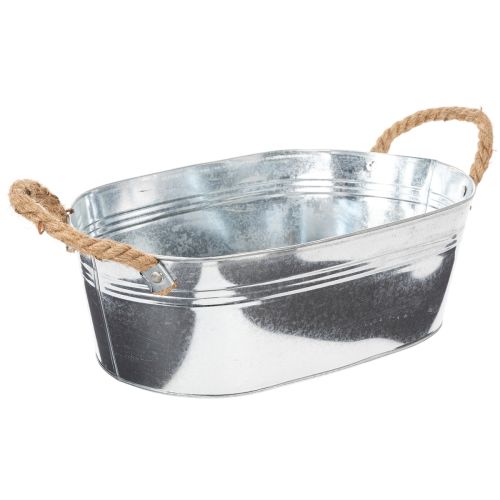 Bol ovalado de 35 cm x 21,5 cm x 11,5 cm, acabado en zinc brillante. | Floristik24.es