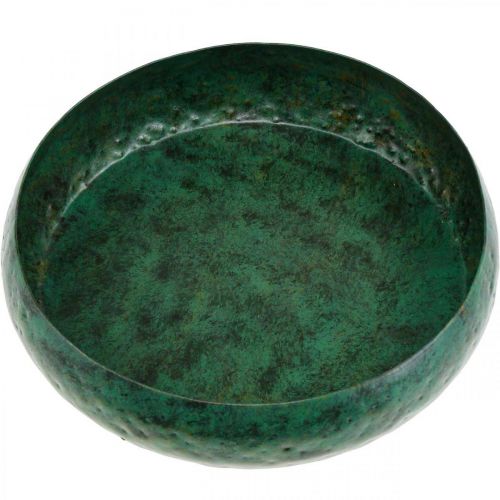 Floristik24 Cuenco decorativo verde antiguo Cuenco decorativo metal Ø25.5cm H6cm