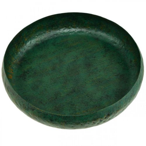 Floristik24 Cuenco decorativo verde antiguo Cuenco decorativo metal Ø32cm H7cm