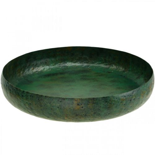 Floristik24 Cuenco decorativo grande cuenco antiguo verde metal Ø38cm H7cm