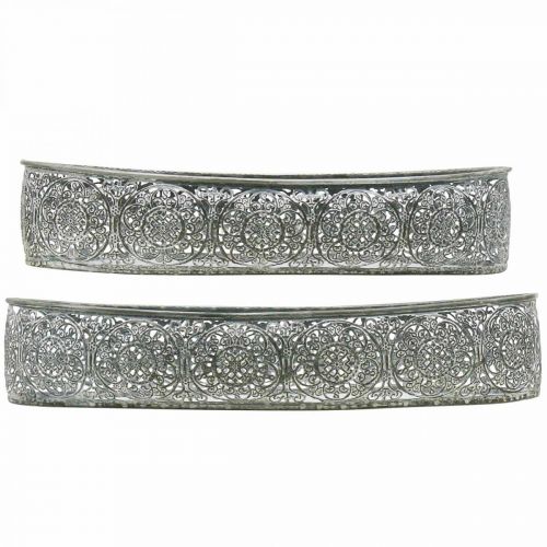 Artículo Cuenco decorativo estampado de metal gris ovalado L36cm/33,5cm juego de 2