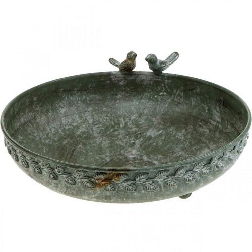 Baño para pájaros decorativo cuenco decorativo base metal gris antiguo Ø29,5cm