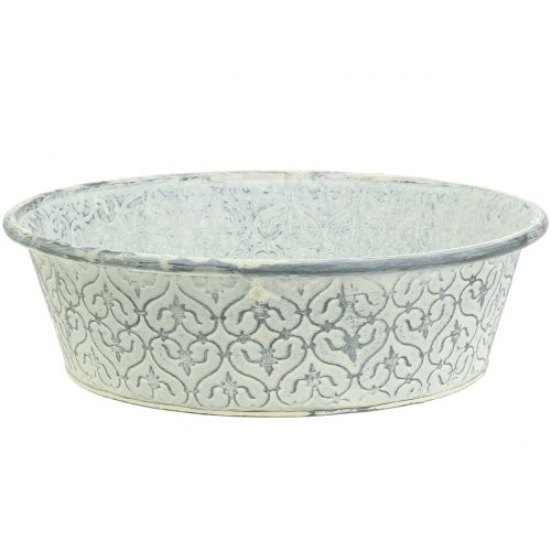 Floristik24 Cuenco de zinc con crema decorativa lavada Ø35,5cm H9cm