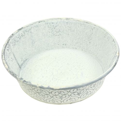 Floristik24 Cuenco de zinc con crema decorativa lavada Ø35,5cm H9cm