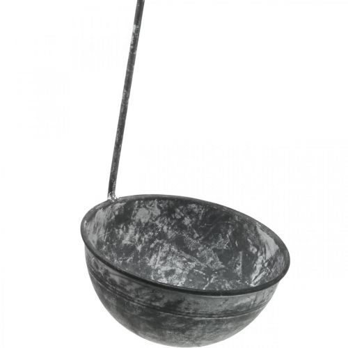 Floristik24 Paleta decorativa de metal, cuenco decorativo para colgar Gris Ø13cm