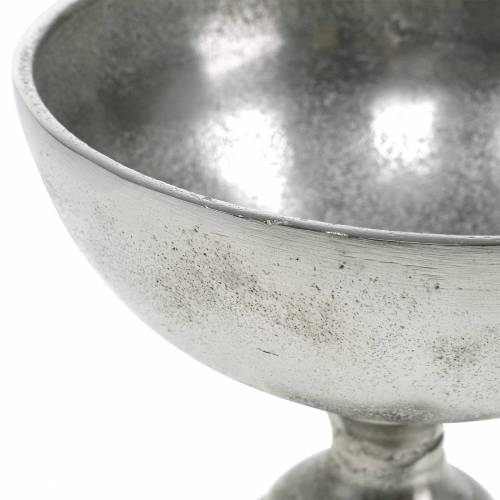 Floristik24 Cuenco con pie de metal plateado Ø16cm decoración de mesa, aspecto antiguo