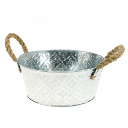 Cuenco decorativo plateado con asas macetero de metal macetero Ø21cm | Floristik24.es