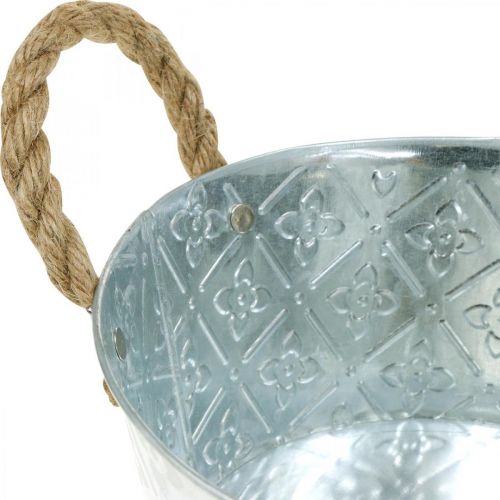Cuenco decorativo plateado con asas macetero de metal macetero Ø21cm | Floristik24.es