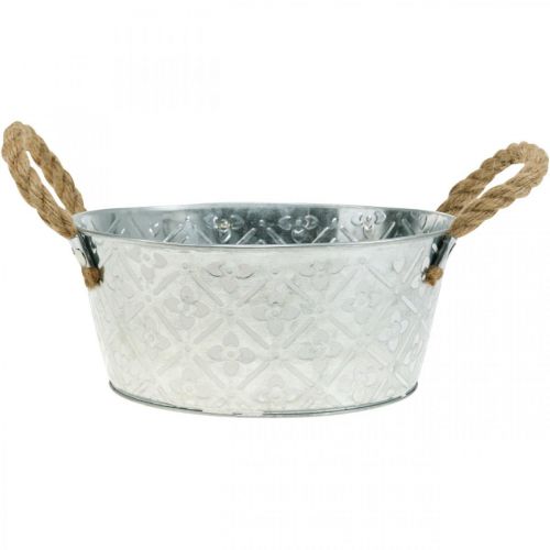 Cuenco decorativo plateado con asas macetero de metal macetero Ø21cm | Floristik24.es