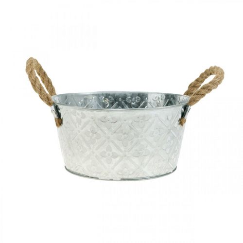 Artículo Macetero, maceta de metal con estampado de flores, maceta con asas Ø18cm