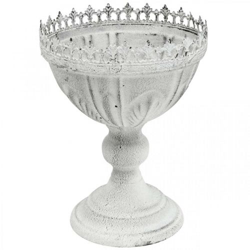 Floristik24 Cuenco decorativo de metal blanco aspecto antiguo Ø15,5cm