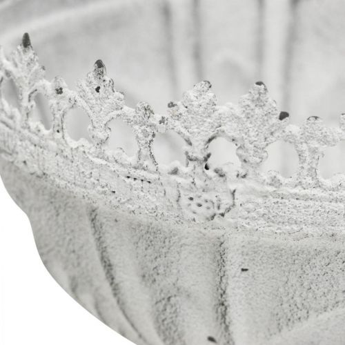 Floristik24 Cuenco decorativo de metal blanco aspecto antiguo Ø15,5cm