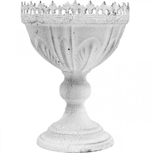 Floristik24 Cuenco decorativo de metal blanco aspecto antiguo Ø15,5cm