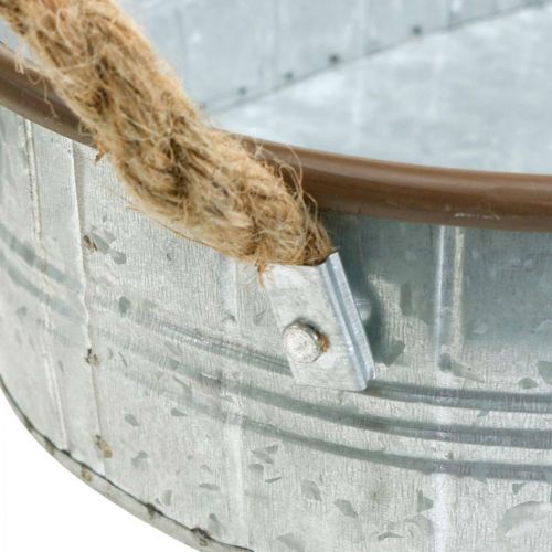 Artículo Macetero con asas, cuenco para hierbas, base de arreglo plata, marrón L39/35,5/32 cm H10/8,5/7 cm set de 3