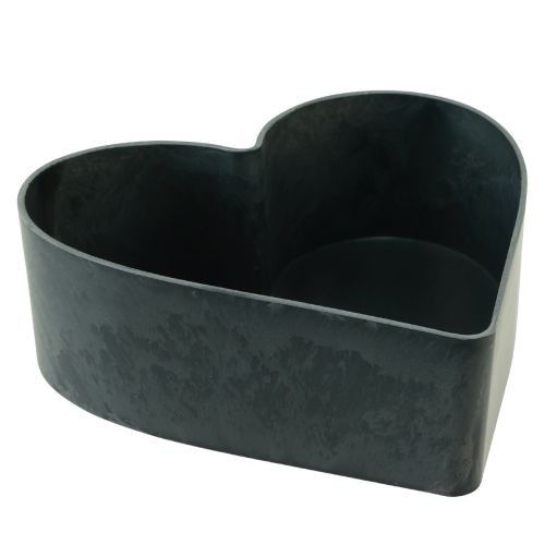 Floristik24 Cuenco decorativo de plástico con forma de corazón antracita 24/21 cm, juego de 2
