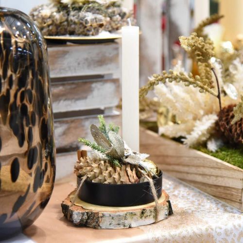 Floristik24 Cuenco decorativo con portavelas de metal negro Ø10.5cm 4pcs