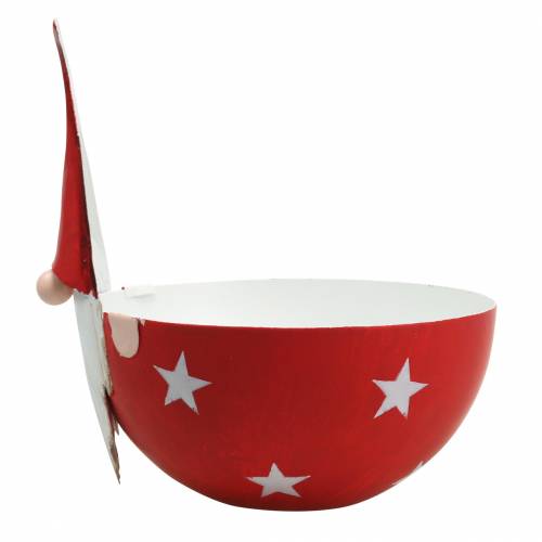 Artículo Cuenco decorativo gnomo rojo, metal blanco Ø14cm H16cm Cuenco Santa Claus