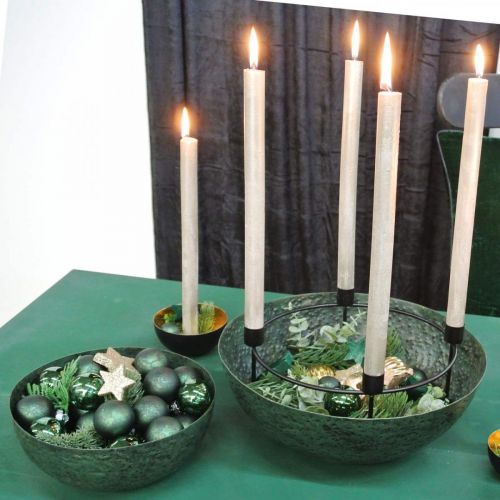 Floristik24 Cuenco decorativo jardinera vintage de metal verde Ø31cm