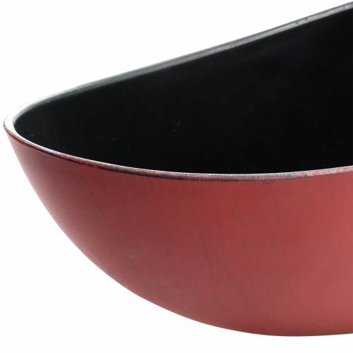 Floristik24 Cuenco decorativo ovalado rojo, negro 38,5cm x 12,5cm H10cm