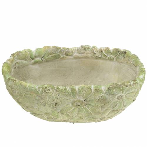 Floristik24 Macetero ovalado verde 22×11,5cm Alt.10cm