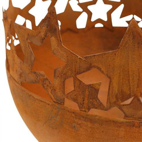Floristik24 Cuenco de metal con estrellas, decoración navideña, vasija decorativa patina Ø25cm H20.5cm