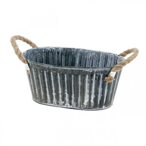 Floristik24 Cuenco de metal para plantas, cuenco de flores para plantar, cuenco decorativo con asas L22,5 cm