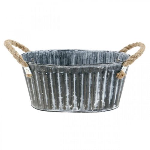 Floristik24 Cuenco de metal para plantas, cuenco de flores para plantar, cuenco decorativo con asas L22,5 cm