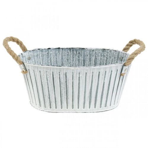 Floristik24 Macetero con asas, cuenco de flores de metal, cuenco decorativo para plantar L28cm