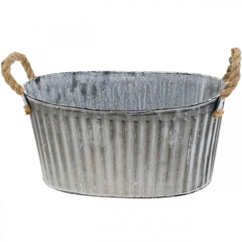 Floristik24 Cuenco para plantar, cuenco de flores con asas, macetero de metal L30.5cm