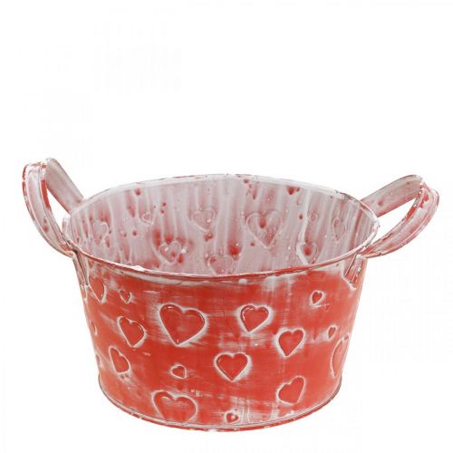 Cuenco de metal con motivos de corazones, macetero, macetero con asas Ø17,5cm