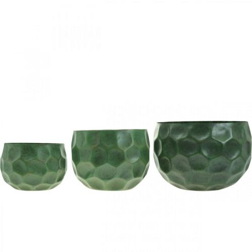 Artículo Cuenco decorativo maceta vintage de metal verde Ø25 / 20,5 / 16,5cm juego de 3