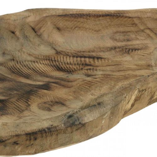 Floristik24 Cuenco decorativo madera de Paulownia, decoración de mesa, jardinera L34cm H5cm
