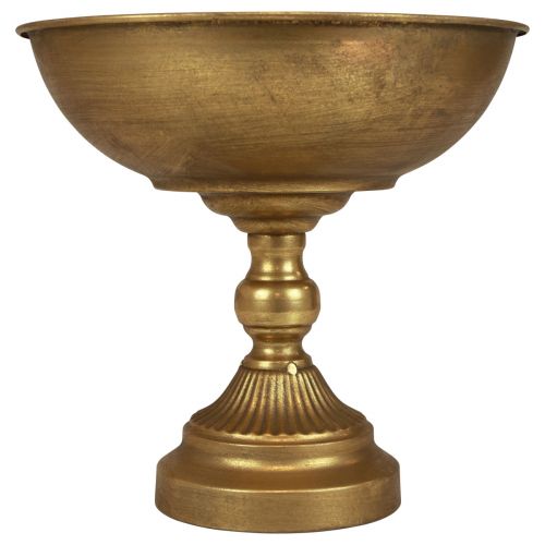 Floristik24 Cuenco con pie cuenco decorativo de metal dorado Ø25,5cm H24cm