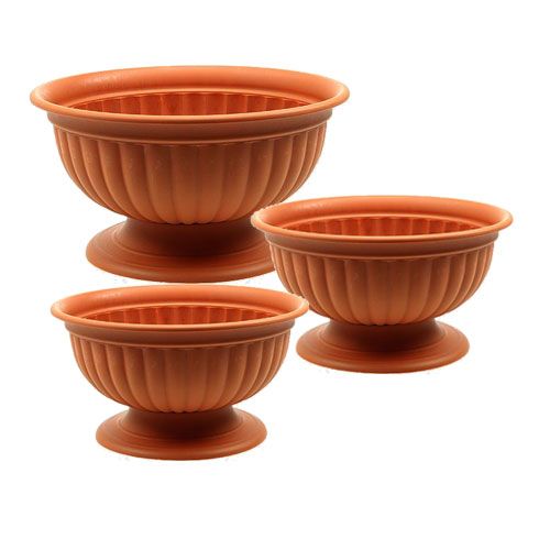 Floristik24 Cuenco con pie terracota Ø26cm - 35cm, 1 ud