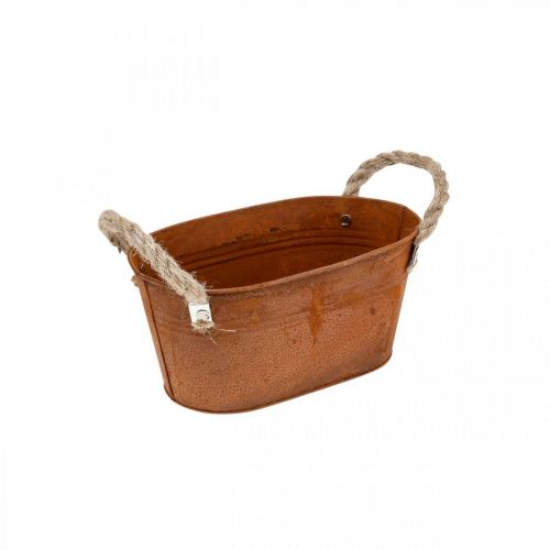 Floristik24 Cuenco de metal con asas, decoración de otoño, macetero con pátina L22cm H11cm