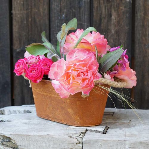 Floristik24 Cuenco de metal con asas, decoración de otoño, macetero con pátina L22cm H11cm