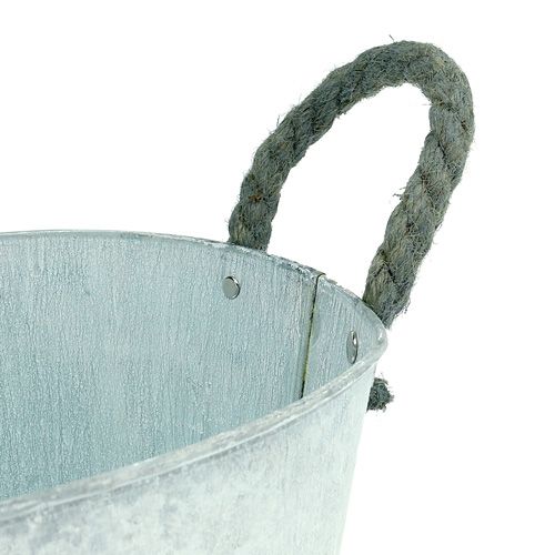 Floristik24 Cuenco ovalado con asas de cuerda 36x24x17cm gris