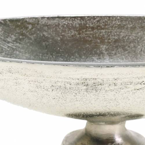 Floristik24 Cuenco ovalado con base de metal plateado 20.5cm H7cm