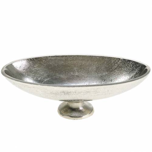 Floristik24 Cuenco ovalado con base de metal plateado 20.5cm H7cm