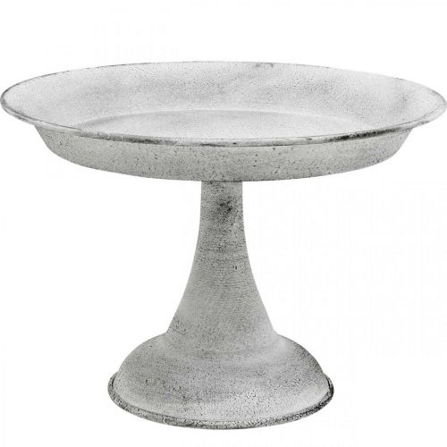 Floristik24 Cuenco decorativo con pie plato decorativo metal blanco Ø22cm H15,5cm