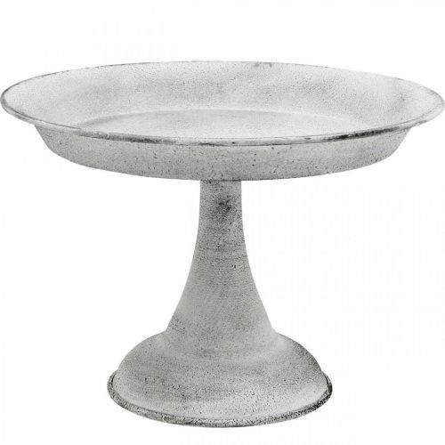 Floristik24 Cuenco decorativo con pie plato decorativo metal blanco Ø22cm H15,5cm