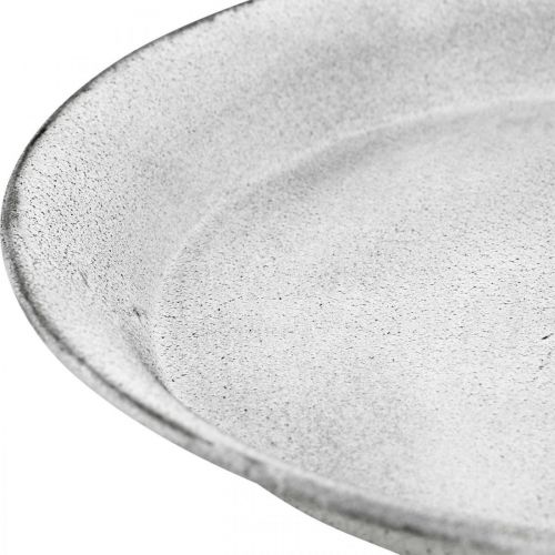Floristik24 Cuenco decorativo con pie plato decorativo metal blanco Ø22cm H15,5cm
