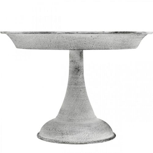 Floristik24 Cuenco decorativo con pie plato decorativo metal blanco Ø22cm H15,5cm