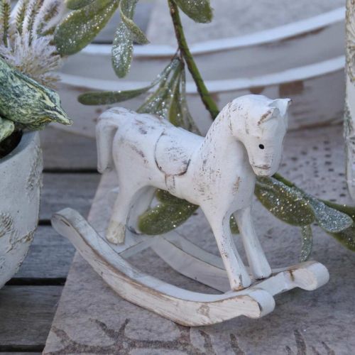 Floristik24 Caballito balancín decorativo Navidad blanco marrón 26x6x23cm